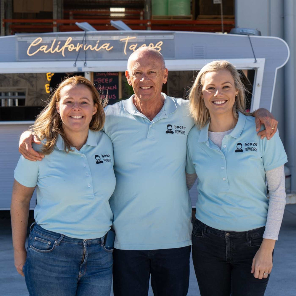 This images shows the family behind booze towers. Australia's number 1 provider of certified beer towers and cocktail towers.